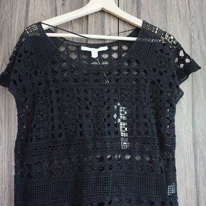 Black lace see through top